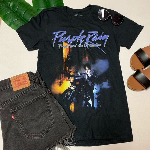 Tops - Prince Purple Rain Black Graphic Tee Size Medium